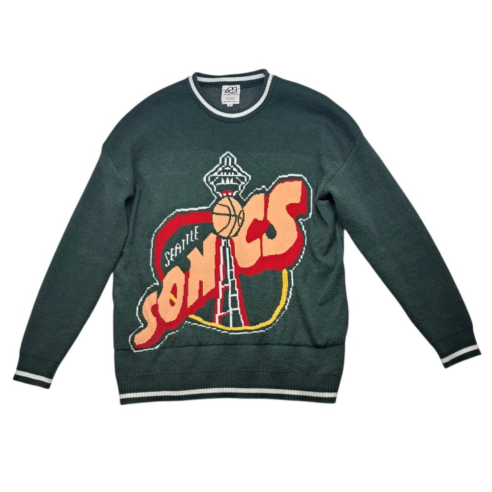 Adam Freak Sweater Men's XL Green NBA Basketball Seattle Sonics Retro